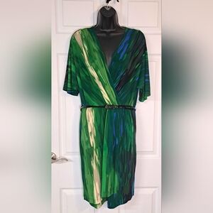 Calvin Klein Deep V Stretchy Faux Wrap Dress